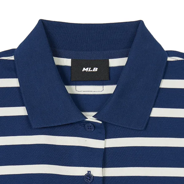 Áo Polo Nữ MLB Short Sleeves Logo Polos Varsity New York Yankees 3FPQV0143-50NYL Màu Kẻ Xanh Navy Size XS