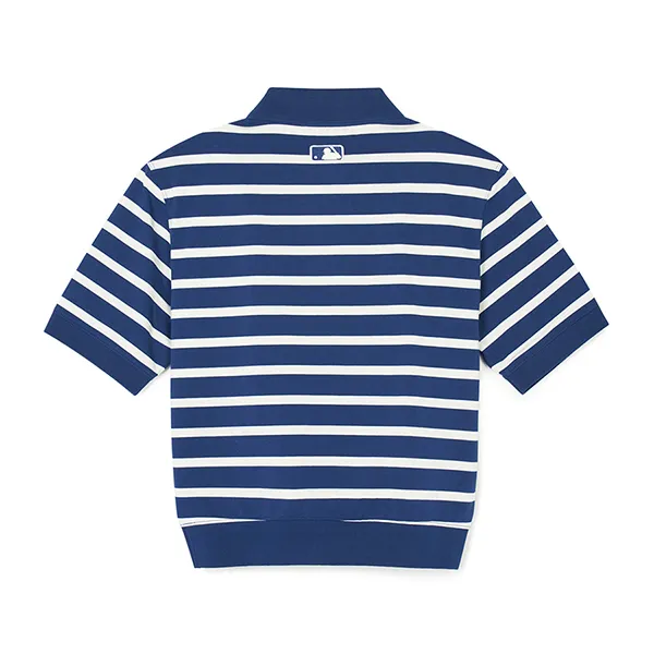 Áo Polo Nữ MLB Short Sleeves Logo Polos Varsity New York Yankees 3FPQV0143-50NYL Màu Kẻ Xanh Navy Size XS