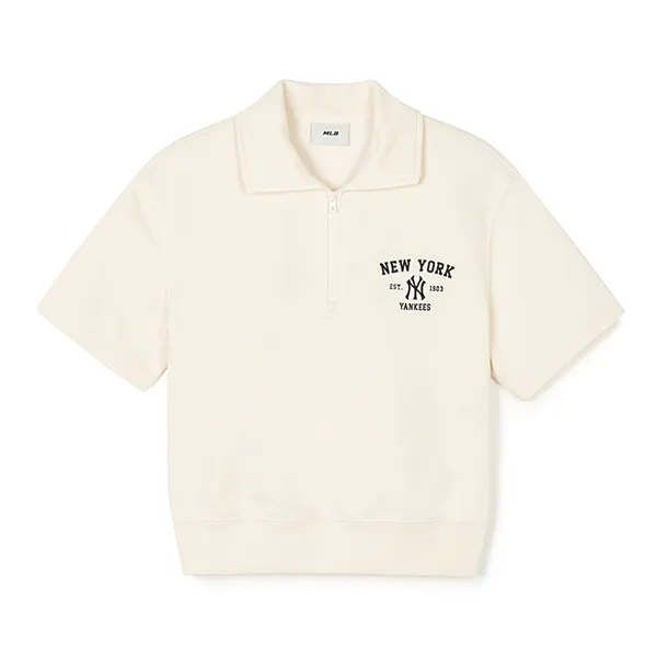 Áo Polo Nữ MLB Varsity Half Zip Up New York Yankees 3FRSV1843-50CRD Màu Kem Size XS