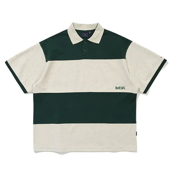 Áo Polo Romantic Crown Stripe Rugby Màu Xanh Xám | Vua Hàng Hiệu