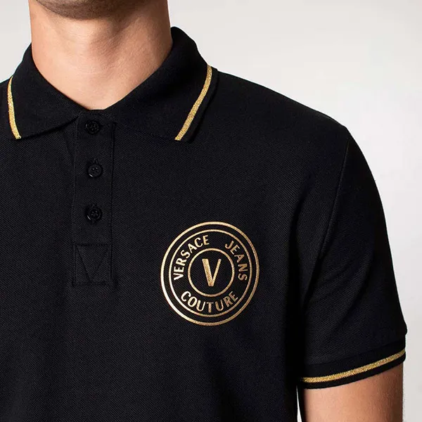 Áo Polo Nam Versace Jeans Couture Vemblem Thick Foil 73GAGT01 - GB02 Black Màu Đen Size XS - Thời trang - Vua Hàng Hiệu