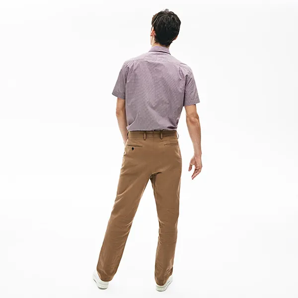 Áo Sơ Mi Cộc Tay Nam Lacoste Men's Regular Fit Gingham Cotton Shirt CH0004 00 P77 Màu Đỏ Xanh Size 38