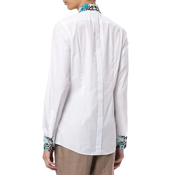 Áo Sơ Mi Dài Tay Nam Dolce & Gabbana D&G Maiolica Print Detail Gold-fit Shirt G5EJ0T GEN79 W0800 Màu Trắng Size 39