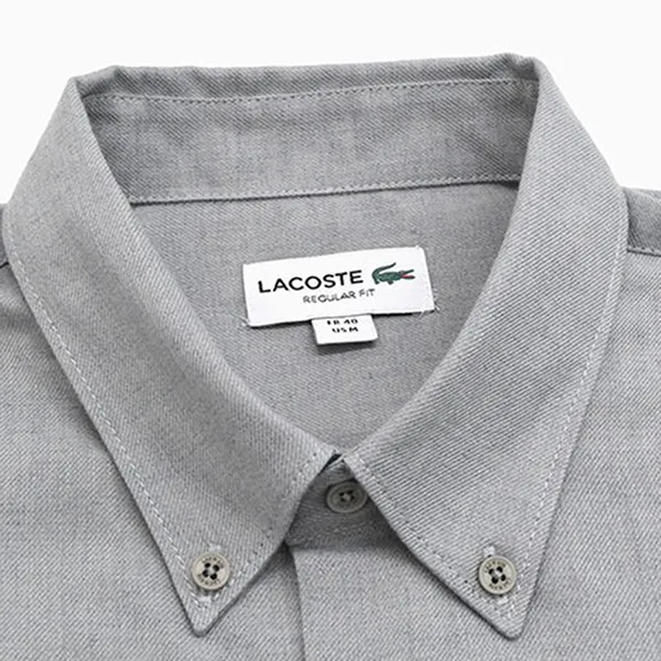 Áo Sơ Mi Dài Tay Nam Lacoste Regular Fit CH4568-10 Màu Xám Size 38