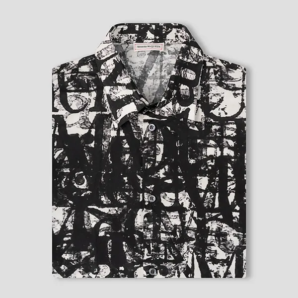Áo Sơ Mi Nam Alexander McQueen Logo Stamp Printed 727097 QUO77 1080 Màu Đen - Thời trang - Vua Hàng Hiệu