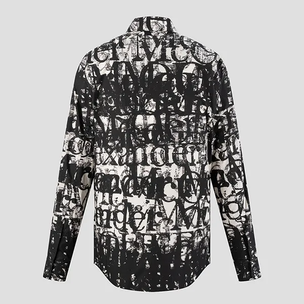 Áo Sơ Mi Nam Alexander McQueen Logo Stamp Printed 727097 QUO77 1080 Màu Đen - Thời trang - Vua Hàng Hiệu