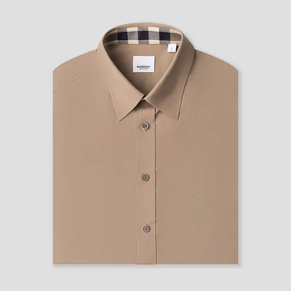 Áo Sơ Mi Nam Burberry Beige With Logo Embroidered 80667641 Màu Be