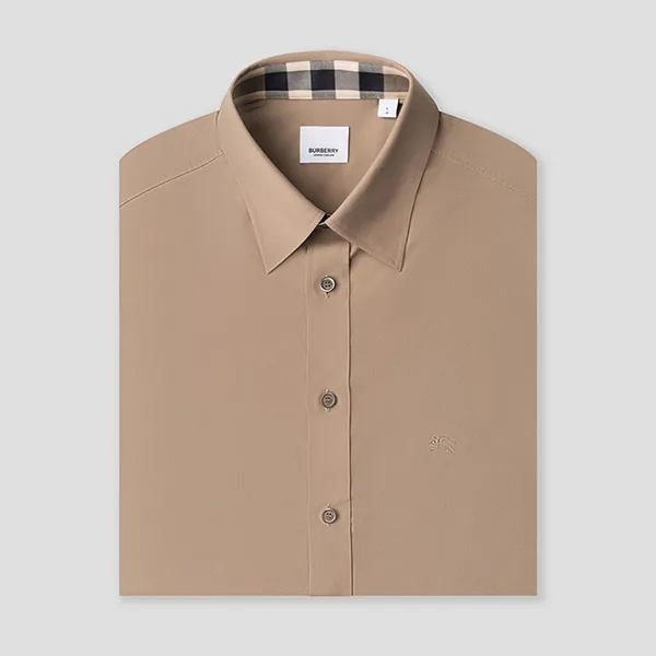 Áo Sơ Mi Nam Burberry Cambridge Long Sleeve Shirt 8066764 Màu Nâu Be Size L