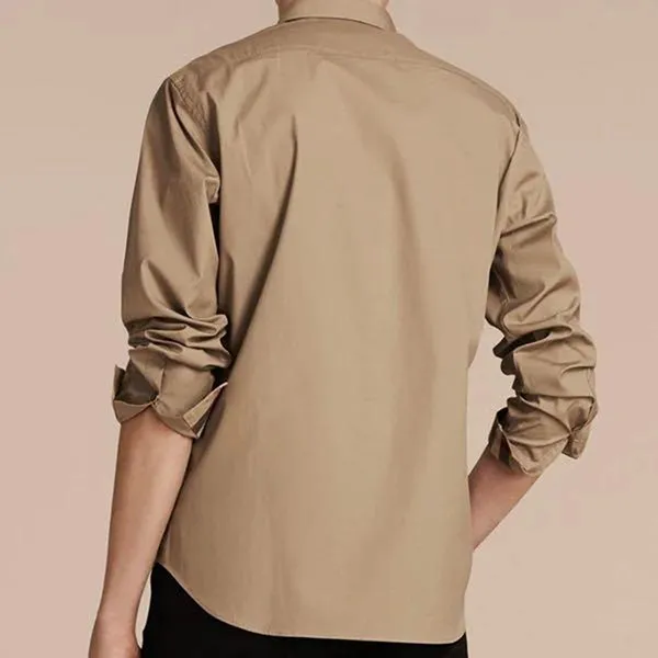Áo Sơ Mi Nam Burberry Cambridge Long Sleeve Shirt 8066764 Màu Nâu Be Size L