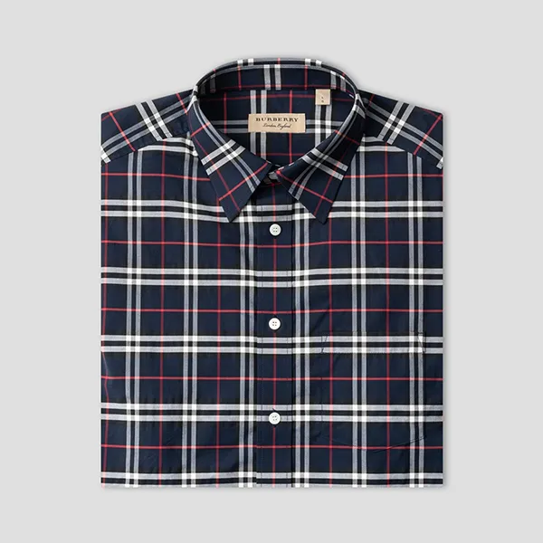 Áo Sơ Mi Nam Burberry Check Printed Short-Sleeve 8007182 Màu Xanh Navy Size S - Thời trang - Vua Hàng Hiệu