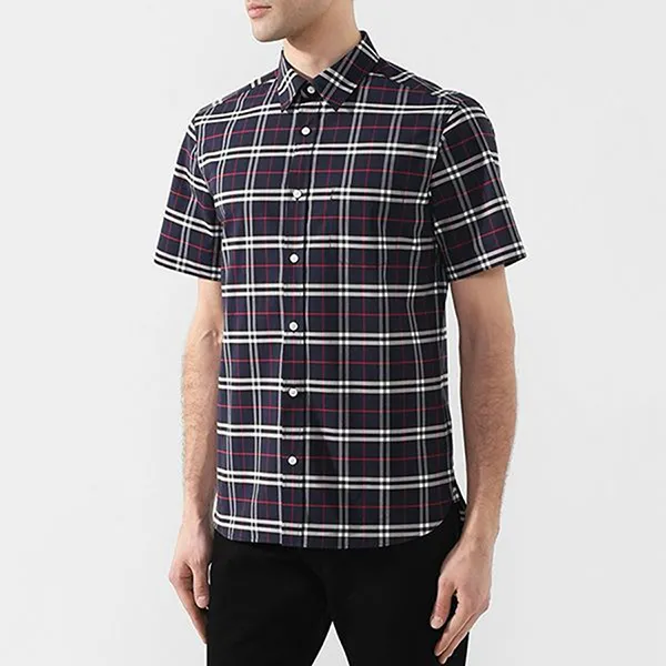 Áo Sơ Mi Nam Burberry Check Printed Short-Sleeve 8007182 Màu Xanh Navy Size S - Thời trang - Vua Hàng Hiệu