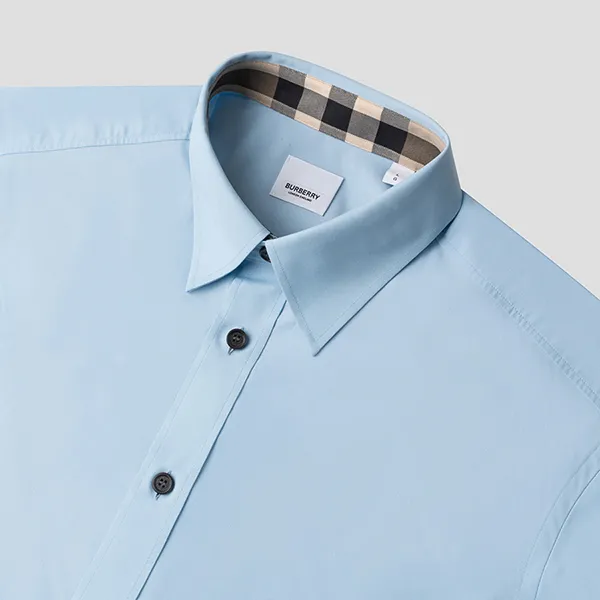 Áo Sơ Mi Nam Burberry Light Blue With Logo Embroidered 80667661 Màu Xanh Nhạt Size S - Thời trang - Vua Hàng Hiệu