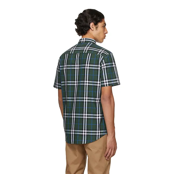 Áo Sơ Mi Cộc Tay Nam Burberry Poplin Check Shirt Màu Xanh Lá Size XS - Thời trang - Vua Hàng Hiệu