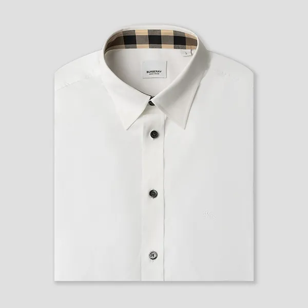 Áo Sơ Mi Nam Burberry White With Logo Embroidered 80667681 Màu Trắng