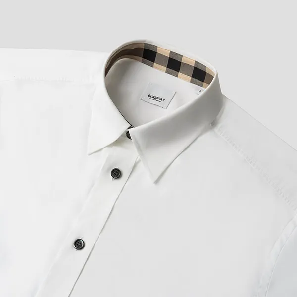 Áo Sơ Mi Nam Burberry White With Logo Embroidered 80667681 Màu Trắng