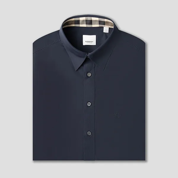 Áo Sơ Mi Nam Burberry With Logo Embroidered 80667651 Màu Xanh Navy Size M - Thời trang - Vua Hàng Hiệu