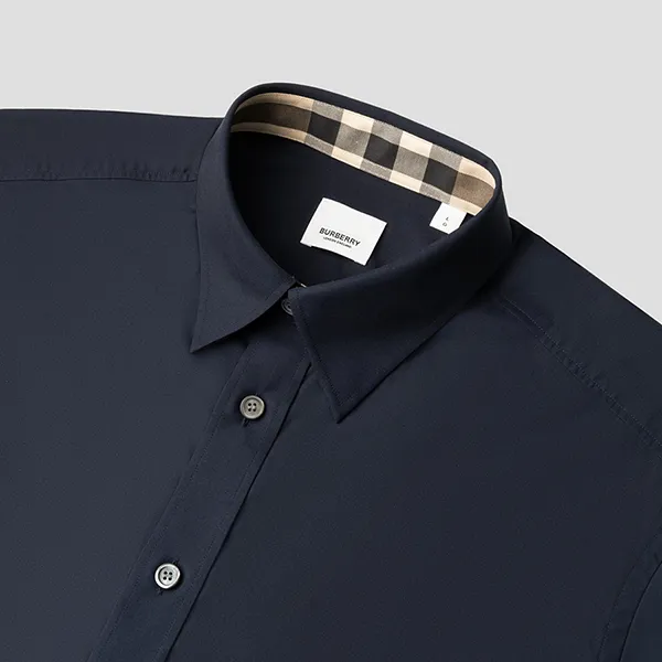 Áo Sơ Mi Nam Burberry With Logo Embroidered 80667651 Màu Xanh Navy Size M - Thời trang - Vua Hàng Hiệu