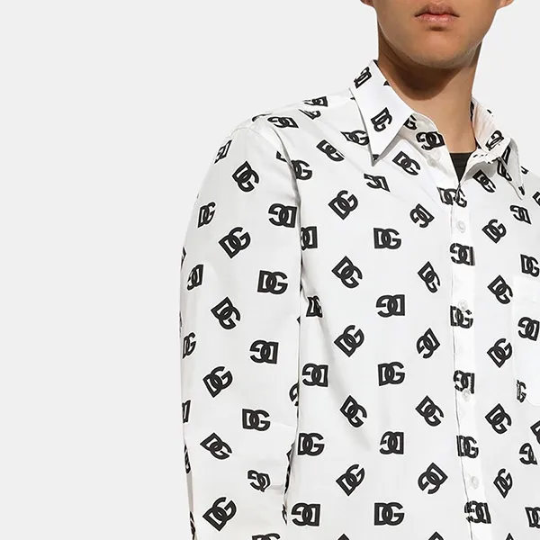 Áo Sơ Mi Nam Dolce & Gabbana D&G Monogram Cotton Shirt G5IY3T GH388 Màu Trắng Họa Tiết Size 38 - Thời trang - Vua Hàng Hiệu