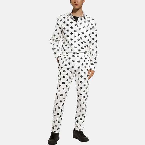 Áo Sơ Mi Nam Dolce & Gabbana D&G Monogram Cotton Shirt G5IY3T GH388 Màu Trắng Họa Tiết Size 38 - Thời trang - Vua Hàng Hiệu