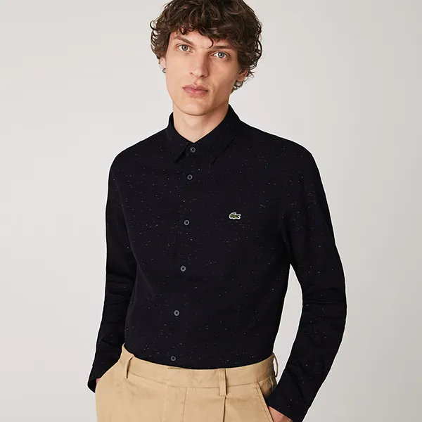 Áo Sơ Mi Nam Lacoste Men's Slim Fit Flamed Cotton Shirt CH2985-51 Màu Đen Size 38 - Thời trang - Vua Hàng Hiệu