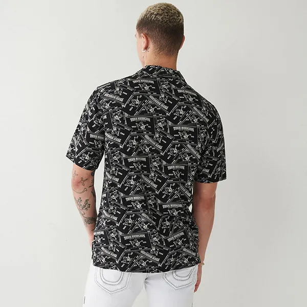Áo Sơ Mi Nam True Religion Logo Resort Shirt 107039 - TA02 Màu Đen Size L - Thời trang - Vua Hàng Hiệu
