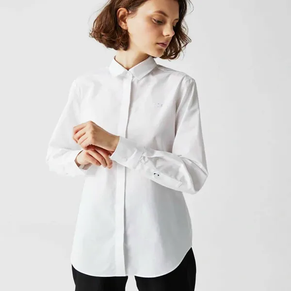 Áo Sơ Mi Nữ Lacoste Slim Fit White Shirt CF5910 001 Màu Trắng Size 32 - 3