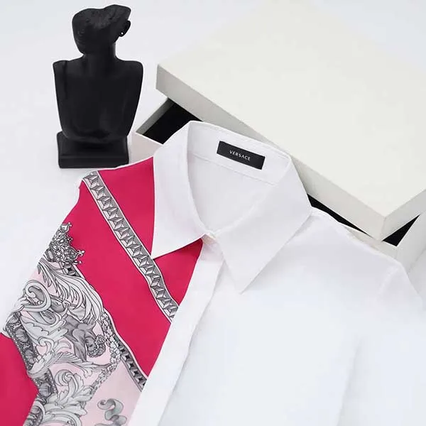 Áo Sơ Mi Nữ Versace White With Logo Printed 1012653 1A09098 5P470 Màu Trắng