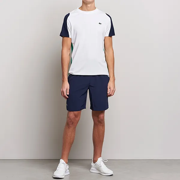 Áo Thun Nam Lacoste Performance Crew Neck Tshirt Màu Trắng Phối Xanh Size 3