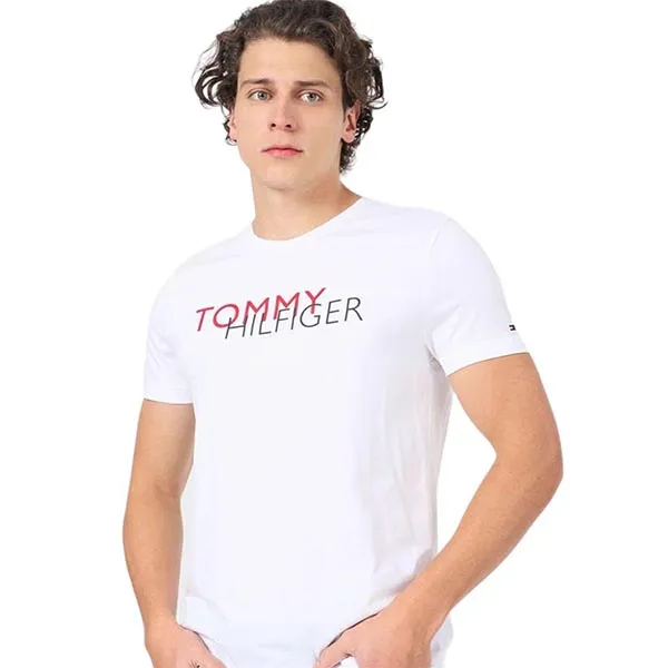 Áo Thun Nam Tommy Hilfiger Sustainable Brand Print T-Shirt 78J9628 100 Màu Trắng Size M
