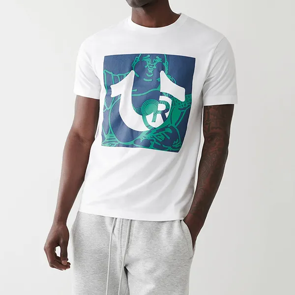 Áo Thun Nam True Religion Buddha Logo Tee 107313 - TB01 Tshirt Màu Trắng Size L - Thời trang - Vua Hàng Hiệu