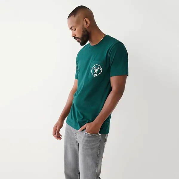 Áo Thun Nam True Religion Buddha Pocket T-Shirt 107699 Màu Xanh Lá Size M - Thời trang - Vua Hàng Hiệu