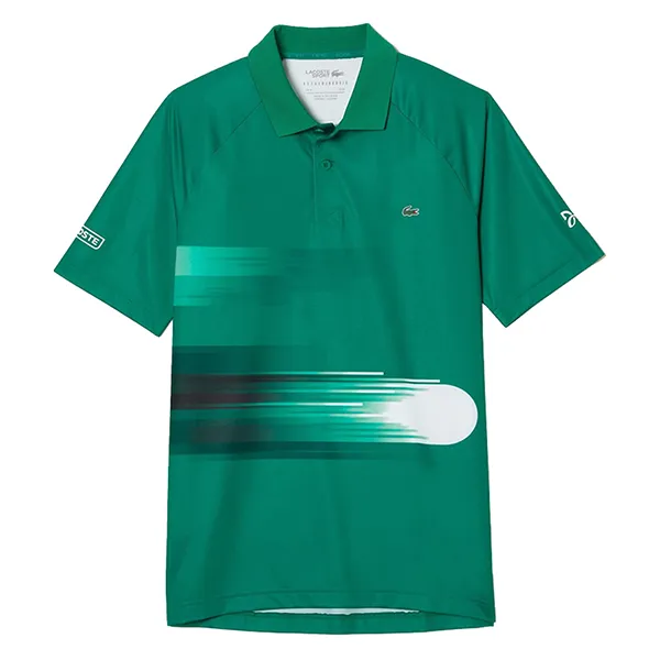 Bộ Quần Áo Cộc Tay Nam Lacoste Men's Sport x Novak Djokovic Print Stretch Màu Xanh Green Size 4