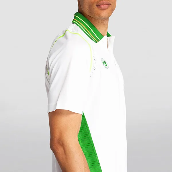 Bộ Quần Áo Cộc Tay Nam Lacoste x Roland-Garros Team Sport Contrast Bands Lightweight Màu Trắng Size 4