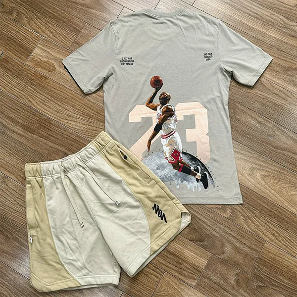 Bộ Quần Áo Cộc Tay Nam Nike Air Jordan Basketball Flying Man Màu Xám Be Size S - Thời trang - Vua Hàng Hiệu