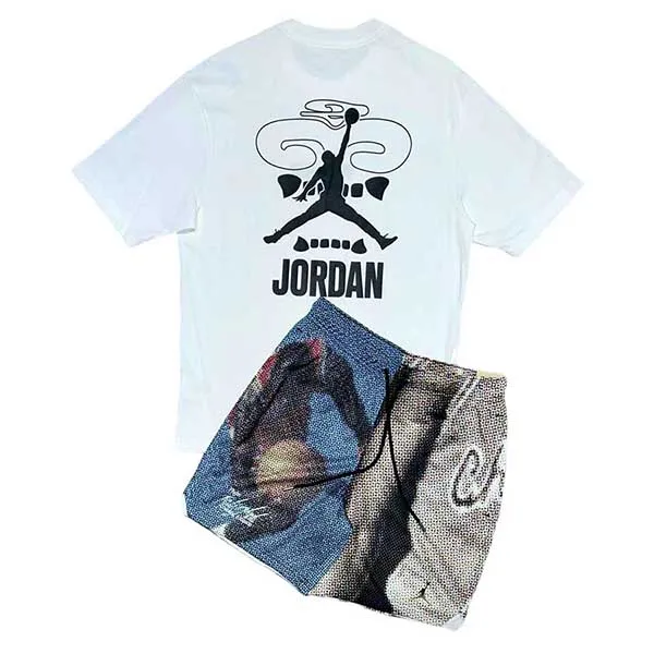 Bộ Quần Áo Cộc Tay Nam Nike Air Jordan Logo Printing Màu Đen Trắng Size M - Thời trang - Vua Hàng Hiệu