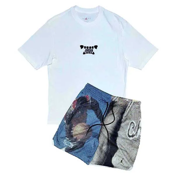 Bộ Quần Áo Cộc Tay Nam Nike Air Jordan Logo Printing Màu Đen Trắng Size M - Thời trang - Vua Hàng Hiệu