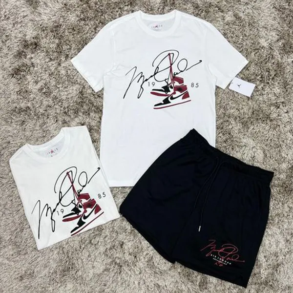 Bộ Quần Áo Cộc Tay Nam Nike Jordan BQ5538-100 DH9048-010 H9072 010 Màu Trắng Đen Size XS