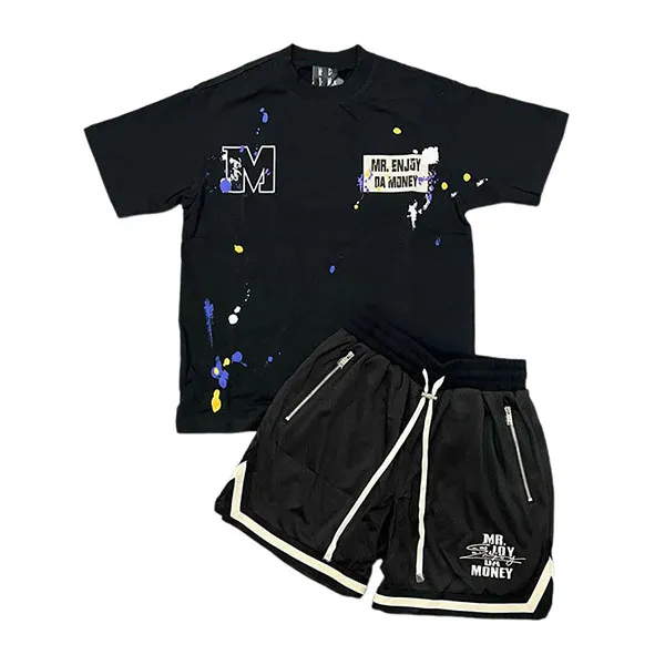 Bộ Thể Thao Nam Mr. Enjoy Da Money MEDM Splashed Ink Hip Hop Màu Đen Size S - Thời trang - Vua Hàng Hiệu