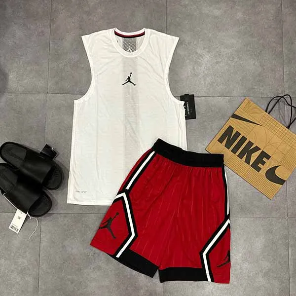 Bộ Thể Thao Nam Nike Air Jordan Running Dri-Fit Men Màu Trắng Đỏ Size XS - 2