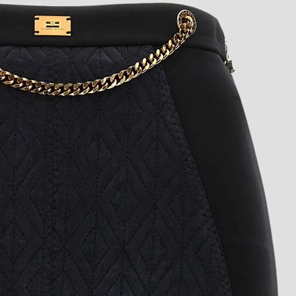 Chân Váy Nữ Elisabetta Franchi Black With Chain GO02836E2110 Màu Đen