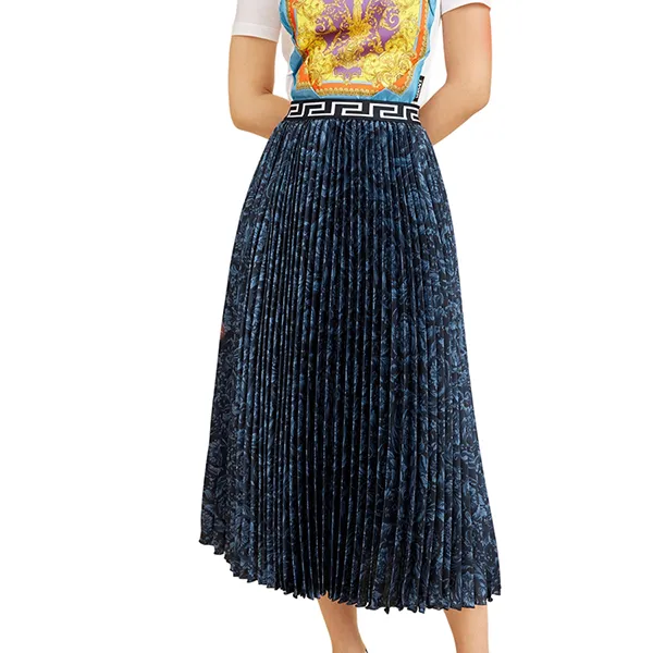 Chân Váy Nữ Versace Blue Barocco Pattern Printed 1010140 1A08435 Màu Xanh Đen