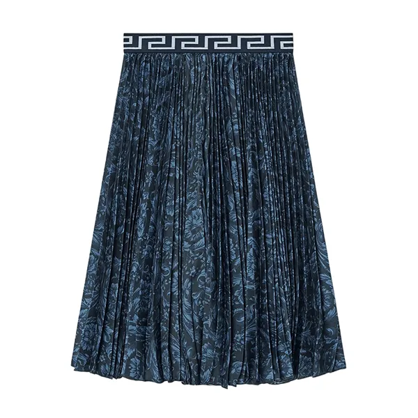 Chân Váy Nữ Versace Blue Barocco Pattern Printed 1010140 1A08435 Màu Xanh Đen