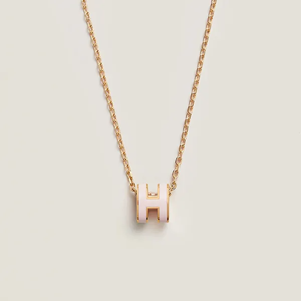 Dây Chuyền Nữ Hermès Mini Pop H Pendant Rose Dragée Màu Vàng Gold (Mặt Hồng)