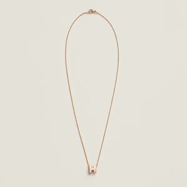Dây Chuyền Nữ Hermès Mini Pop H Pendant Rose Dragée Màu Vàng Gold (Mặt Hồng)