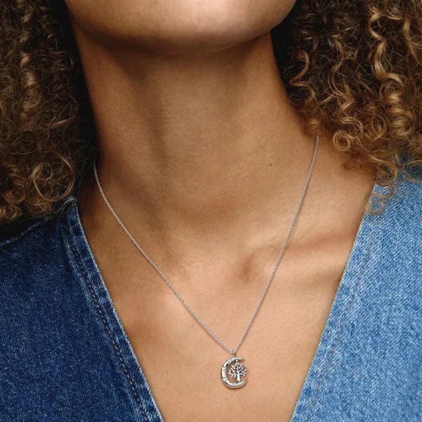 Dây Chuyền Nữ Pandora Moon & Spinning Tree Of Life Pendant Necklace 392992C01-50 Màu Bạc