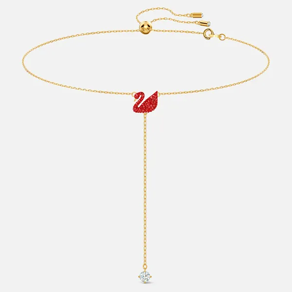 Dây Chuyền Nữ Swarovski Iconic Swan Y Necklace Swan, Red, Gold-Tone Plated 5527408 Màu Vàng Đỏ