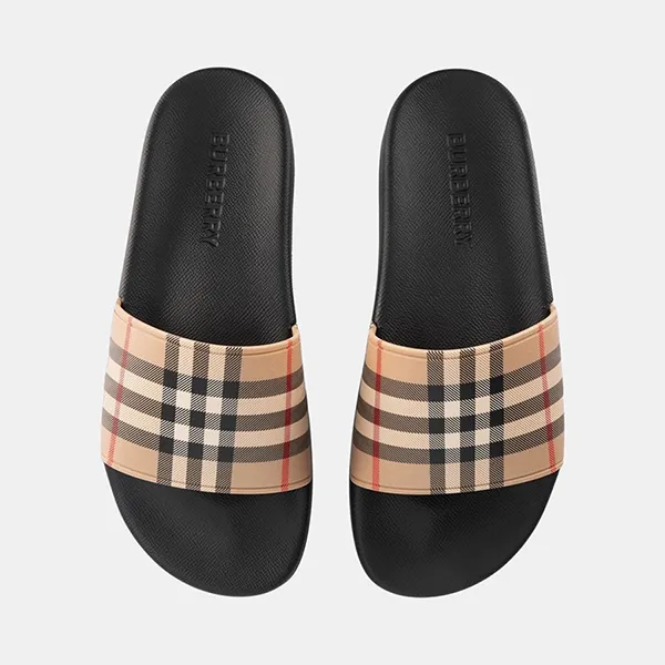 Dép Burberry Vintage Camel Slides 8057037 Màu Nâu Đen Size 41