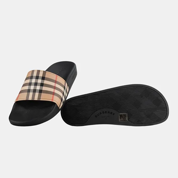 Dép Burberry Vintage Camel Slides 8057037 Màu Nâu Đen Size 41