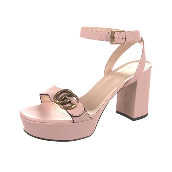 Dép Cao Gót Nữ Gucci GG Marmont Block Heel Sandal In Perfect Pink Màu Hồng Size 37.5 - Dép - Vua Hàng Hiệu