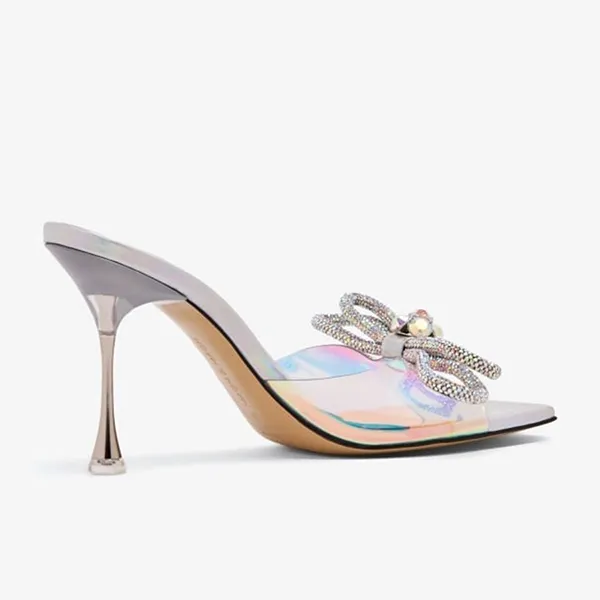 Dép Cao Gót Nữ Mach & Mach Double Bow Iridescent PVC Mules Phối Màu Size 37 - Dép - Vua Hàng Hiệu